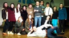 Oliver Lansley with Amelia Appleby Students